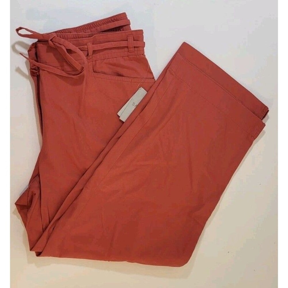 NWT Sag Harbor wide leg cropped Pants Coral sport hot tropics 100% cotton Sz 10